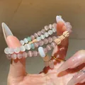Elegantes pulseras apilables de cuentas púrpuras y blancas con dije de lazo bonito - Pulsera 9# (Estilo Apilado y Con Caja de Regalo) / Piedra de ojo de gato morada