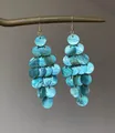 Elegante böhmische blaue Muschel-Ohrhänger mit irisierenden kreisförmigen Scheiben - 18# Stil (Ohrringhaken) / Seeblau