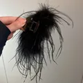 Elegant black feather hair claw clip with multi-layered design for women's hairstyle - 17# Claw Clip - Black Regular Style