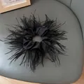 Elegant black ostrich feather scrunchie hair tie for vintage fairy style hair styling - Black Ostrich Feather Scrunchie
