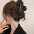 Pince à cheveux géométrique noir mat de style français pour femme - Noir