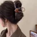 Élégante pince à cheveux vintage française marron écaille avec cœur ambre pour cheveux épais - Cœur Café Grand