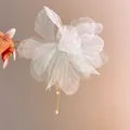 Elegant white floral hair stick with delicate pearl tassel for women - 6# Hair Stick / Green