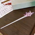Elegant pink butterfly hair stick with rhinestones for traditional Chinese hairstyles. - 41# Hair Stick / Pink
