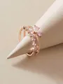 Un élégant ensemble de bagues en or rose orné de zircons roses en forme de poire - Style Géométrique Multi-couches (94# Bague) / Rose