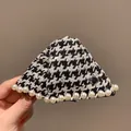 Houndstooth triangle hair claw clip with pearl trim and sequins for women fashion accessory - 50# Claw Clip - Houndstooth Pearl Style