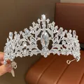 Elegant silver tiara featuring rhinestone flower and leaf motifs for birthday celebrations - Headband / Silver