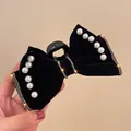Elegante molletta per capelli a fiocco in velluto nero con perle. - Fiocco di Perle Artificiali Nere (Stile 3)