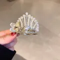 Pince à cheveux élégante en forme de couronne avec perles blanches et strass brillants - Couronne de Perles en Strass Argentée (31#)