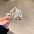 Pince à cheveux élégante en forme de couronne avec perles et strass brillants dorés - Couronne de Perles Dorée (7#)