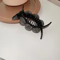 Pince à cheveux géométrique noire élégante avec cinq boules de strass gris étincelants - Cercle de Strass Noir (13#)