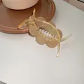 Pince à cheveux géométrique ambre translucide avec des accents de perles givrées - Géométrique Strass Champagne (14#)