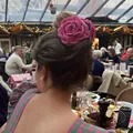 Sweet pink fabric rose hair claw clip for elegant back-of-head styling - 3# Claw - Regular - Rose Red (Large)