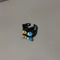 Cute cartoon black cat open ring with yellow and blue eyes on reflective surface - Funny Cat Style / Black (Cat)