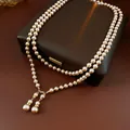 Necklace - Gold - Glass Pearls 8-12mm