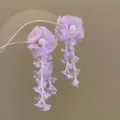 Elegant purple fabric flower earrings with pearl tassels for a sweet summer style look - Purple Bead Tassel Flower (79#)