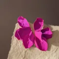 Vibrant magenta pink fabric petal flower stud earrings for sweet summer vacation style - Steel Earring Post Flower Style (102#) / Rose Red
