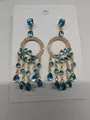 Elegant gold dangle earrings with blue water drop tassels and sparkling crystals. - 4# 925 Sterling Silver Earring Post Style