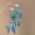 Elegant blue fabric flower tassel earrings with silver needle for beach holiday - 925 Sterling Silver Earring Post Style (122#) / Blue