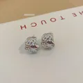 Orecchini a goccia in metallo argentato con texture irregolare effetto liquido e finitura lucida - 4# Perno per orecchini in argento - Argento