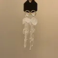 Elegant white fabric flower tassel earrings with pearls and silver needle studs. - Silver Post Style (167#) / White