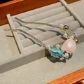Elegant gold U-shaped hairpin featuring sea shell and pearl accents for hair styling - Ocean Elements (32#) / Gold