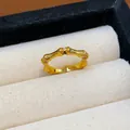 Elegant gold-plated bamboo joint open ring encrusted with zircons in a jewelry box - 47# Bright Bamboo Micro-pave Rhinestone Style