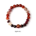 Bracelet élégant en perles d'agate naturelle avec des pierres rouges et brunes - Style Symbole de Chance Agate Rouge (Bracelet 20#) / Avec Boîte Cadeau Exquise / Rouge
