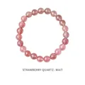 Bracciale di perle di quarzo fragola rosa naturale da donna in delicato stile minimalista - Stile Perline Quarzo Fragola Naturale (Bracciale 30#) / 6mm (Con confezione regalo) / Rosa chiaro