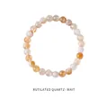 Bracciale di perle in quarzo rutilato dorato naturale con inclusioni di cristallo - Stile Quarzo Rutilato Rosso Trasparente (Bracciale 33#) / 6mm (Con confezione regalo) / Viola