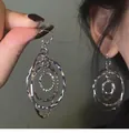 Silver-colored multi-layer hoop earrings with hammered texture finish - Eco Multi-Layer Ring Style (Silver Post)