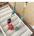 Colorful handmade beaded necklace with starfish and heart charms for beach resort outfits - 46# Necklace (Multicolor)