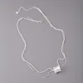 Minimalist silver double-layer necklace with a brushed cylindrical tube pendant accessory - 77# Necklace (Silver)