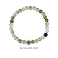 Elegante bracciale di cristallo fantasma verde e quarzo chiaro con ciondolo a fiore argento - Stile Fantasma Verde e Cristallo Bianco (Bracciale 52#) / 6mm (Con confezione regalo) / Verde