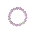 Delicato bracciale di perle di cristallo viola con ciondolo a fiore su sfondo bianco - Stile Ametista Fiore d'Argento Femminile (Bracciale 59#) / Con Confezione Regalo Squisita / Viola