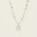 Handmade beaded necklace featuring a minimalist white handbag-shaped pendant. - 99# Necklace (99#) / White