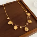 Golden shell star compass necklace with crystal accents for women - Style 84# Necklace / Gold-White
