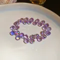 Elegante bracciale con perline di fiori in cristallo sfaccettato lilla - Stile Grappolo di Fiori Viola Fantasma (Bracciale 98#) / Viola