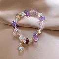 Elegante bracciale di perline di cristallo viola e iridescente con graziosi tocchi dorati - Stile Pendente in Cristallo Sfaccettato di Lusso (Bracciale 99#) / Viola