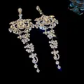Vintage royal style silver earrings with sparkling zirconia tassels in a luxury design - 23-Silver Pin-Silver-Vintage Floral Tassel