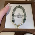 Bracelet élégant en quartz rutilé vert et perles avec perles dorées en boîte - Style 37 Fantôme Vert & Perle d'Eau Douce (Avec Boîte Cadeau) / Diamètre de la perle 6mm / Vert