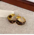 Retro leopard print resin hoop earrings with gold finish and elegant vintage texture. - 68# Gold & Coffee