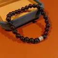Elegant vintage dark red garnet round bead bracelet featuring a crystal spacer gold accent - Style 51 (Lucky Bead) / Gold - Wine Red