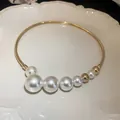Girocollo di perle in stile barocco francese con perle dorate su piatto - Girocollo (HN3796) / Oro