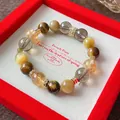 Vintage citrine and tiger eye beaded bracelet in luxury red gift box presentation - Style 63 (Vintage Maillard) / Gold Brown