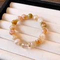 Retro Maillard style tiger eye and yellow crystal beaded bracelet with gold spacers for women - Style 73 (Hollow Flower) / Gold-Yellow