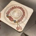 Handmade strawberry quartz and tiger eye beaded bracelet with carved fox pendant - Style 83 (Fox Pendant) / Pink