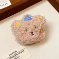 Close-up of a cute plush bear brooch with embroidered features and striped hat. - Bear Head (1#)