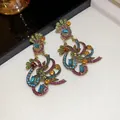 Pendientes de pavo real vintage estilo palacio con diamantes de imitación de colores - Pendientes de Gota (79#) / Aguja de plata / Dorado/Multicolor
