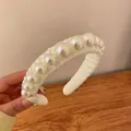 French style retro white faux pearl headband for women with sweet velvet finish - Beige Pearl Style